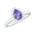 thumbnail image 1 of Rosec Jewels Natural Tanzanite Teardrop Engagement Ring with Halo - Tanzanite Diamond Ring for Women - Authentically Certified, 18K White Gold, US 5.00, 1 of 9