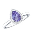 thumbnail image 1 of Rosec Jewels Natural Tanzanite Teardrop Engagement Ring with Halo - Tanzanite Diamond Ring for Women - Authentically Certified, 925 Sterling Silver, US 7.00, 1 of 8