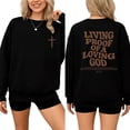 thumbnail image 1 of Womens 1 John 4:9-10 Bible Verse Tops Christian Faith Sweatshirts "Living Proof Of A Loving God" Print Shirts Casual Pullover for Daily Outfits with Jeans,S, 1 of 5