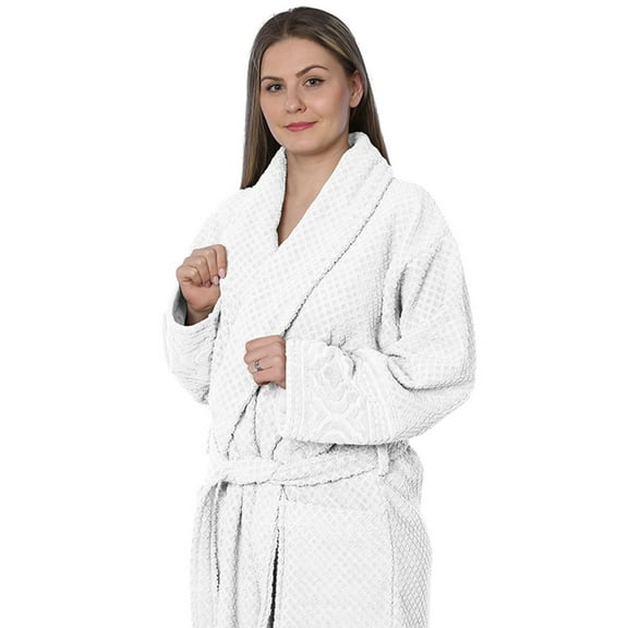 Womens 100% Cotton Shawl Collar Robe Terry Cloth Bathrobe Available In Plus Size