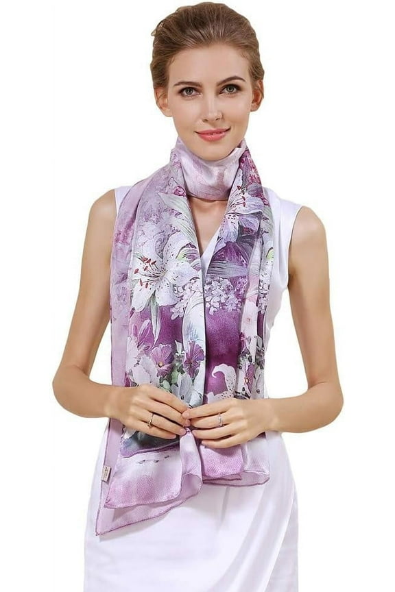 Womens 100% Large Mulberry Silk Scarf Long Satin Scarf Fashion Designer Scarf Lightweight Wraps Silk Long Mulberry Scarf