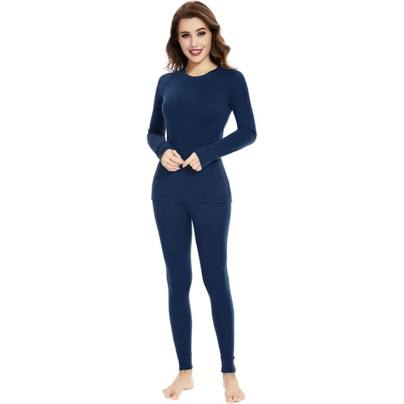 Woolcano Women’s 100% Merino Wool Base Layer Set Lightweight Thermal Underwear for Ski Winter Outdoor