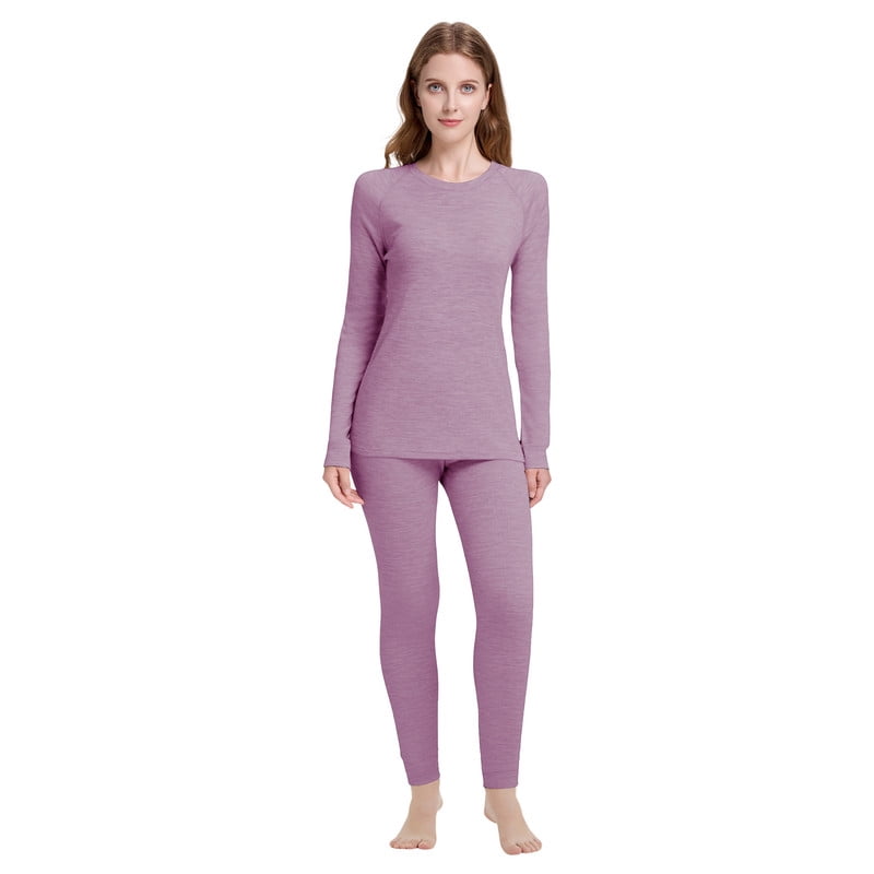 Woolcano Women’s 100% Merino Wool Base Layer Set Lightweight Thermal ...