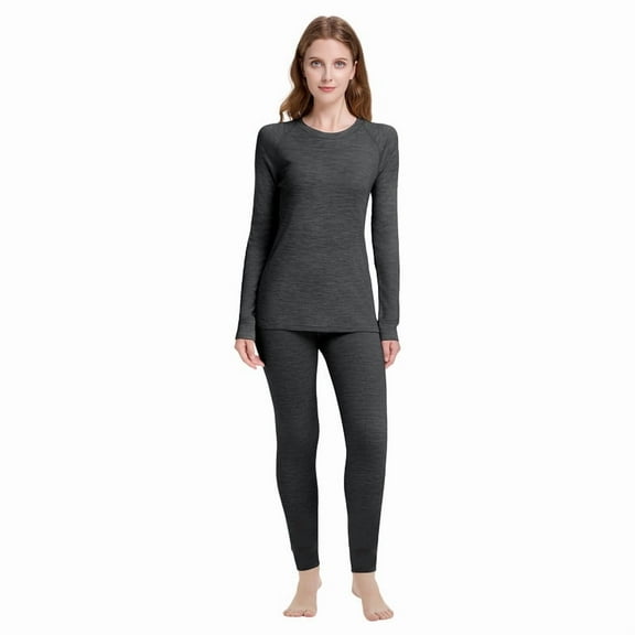 Womens 100% Merino Wool Base Layer Sets for Ski Lightweight Thermal Underwear