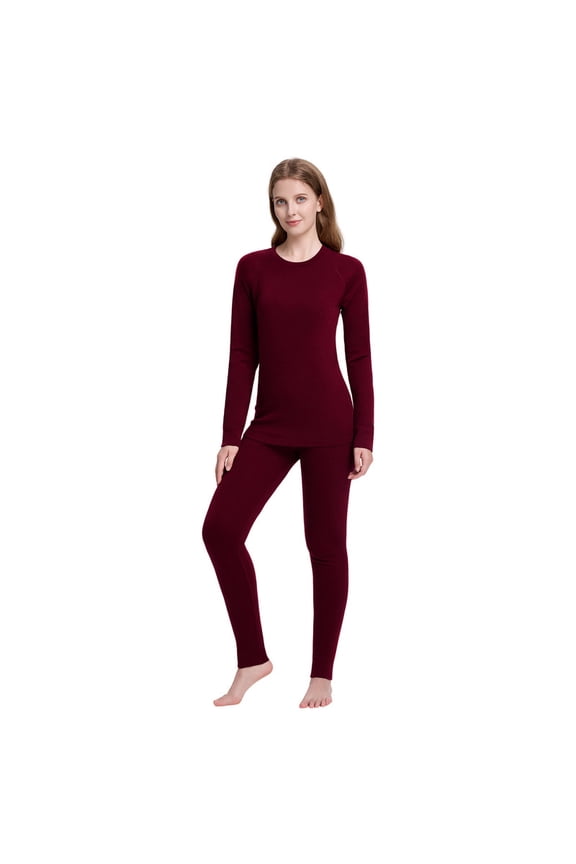 Womens 100% Merino Wool Base Layer Sets for Ski Midweight Thermal Underwear Top Bottom
