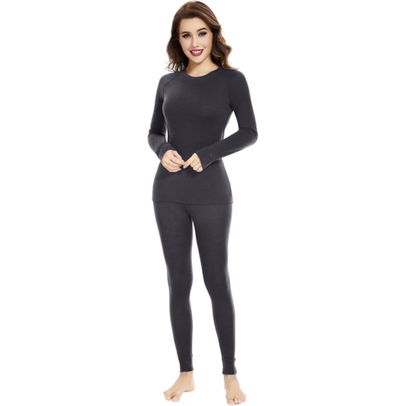 Iguana Women’s 100% Merino Wool Midweight Base Layer Set Thermal Underwear Top & Bottom for Ski Winter Outdoor