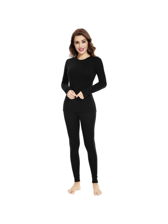 Women’s 100% Merino Wool Midweight Base Layer Set Thermal Underwear Top & Bottom for Ski Winter Outdoor