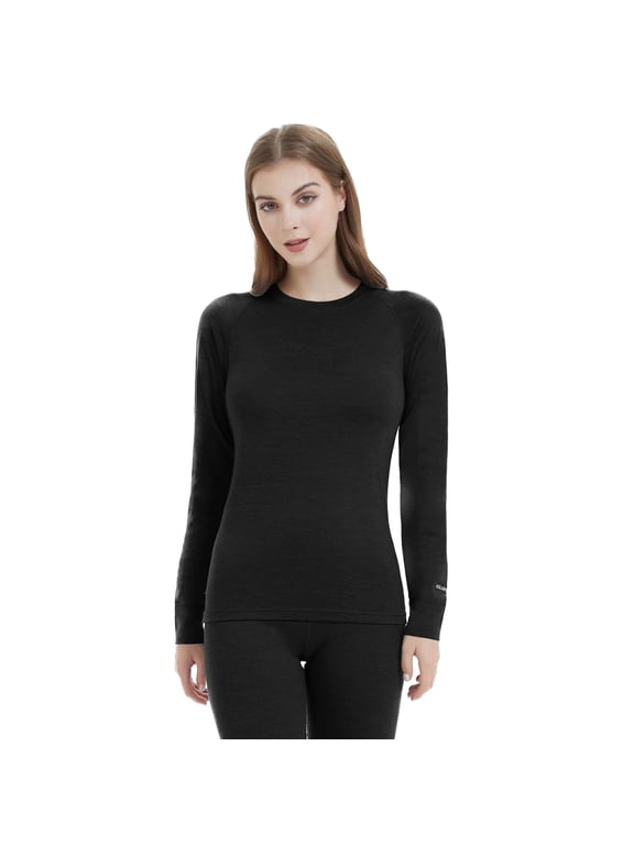 Women’s 100% Merino Wool Base Layer Top Lightweight Thermal Shirt Ski Activewear Moisture-Wicking