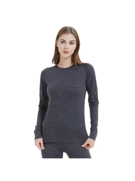 Women’s 100% Merino Wool Base Layer Top Lightweight Thermal Shirt Ski Activewear Moisture-Wicking