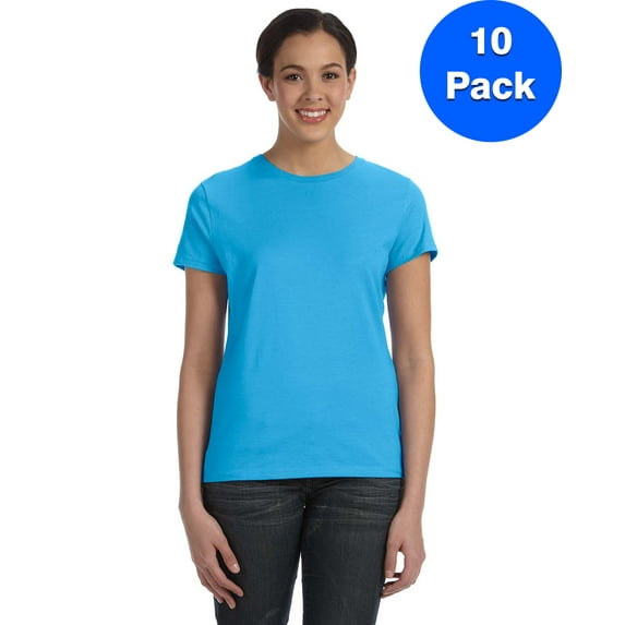 Womens 100% Ringspun Cotton nano-T T-Shirt SL04 (10 PACK)