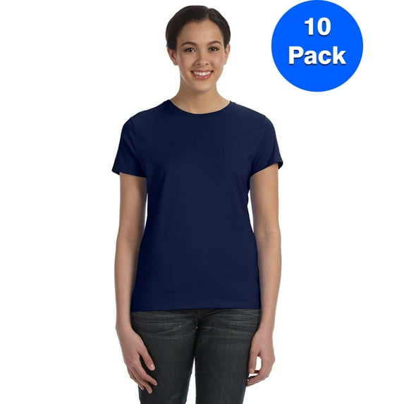 Womens 100% Ringspun Cotton nano-T T-Shirt SL04 (5 PACK)