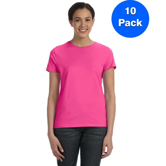 Womens 100% Ringspun Cotton nano-T T-Shirt SL04 (5 PACK)