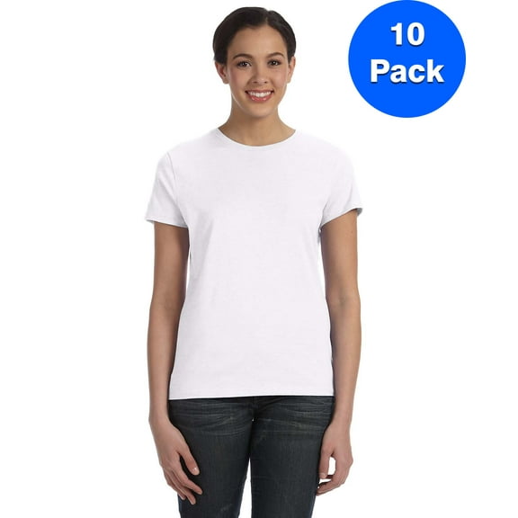 Womens 100% Ringspun Cotton nano-T T-Shirt SL04 (5 PACK)