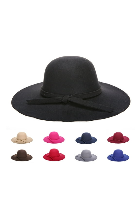Womens 100% Wool Felt Fedora Hat Wide Brim Floppy/Porkpie Style Prom Hat