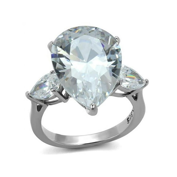 Womens 11.83Ct Pear Shape Cubic Zirconia Stainless Steel Engagement Ring Size 10