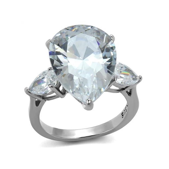 Womens 11.83Ct Pear Shape Cubic Zirconia Stainless Steel Engagement Ring Size 7