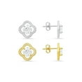 thumbnail image 1 of Womens 14K Gold Over Silver Cushion-Cut Flower Cubic Zirconia Stud Earrings, 1 of 1