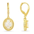 thumbnail image 1 of Womens 14K Gold Over Silver Twisted Rope Halo Cubic Zirconia Leverback Earrings, 1 of 1