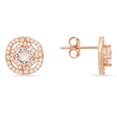 thumbnail image 1 of Womens 14K Rose Gold Over Silver Vintage Halo Morganite Cubic Zirconia Stud Earrings, 1 of 1