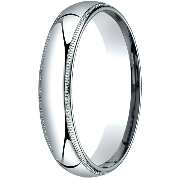 Womens 14K White Gold, 5mm Slim Profile Comfort-Fit Wedding Band with Milgrain (sz 11)