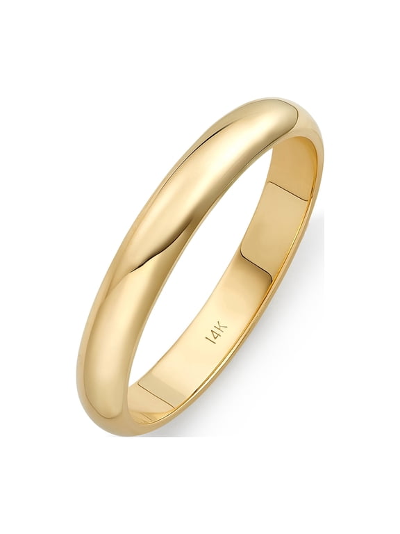 Womens 14K Yellow Gold 3mm Traditional Fit Plain Wedding Band Size 8