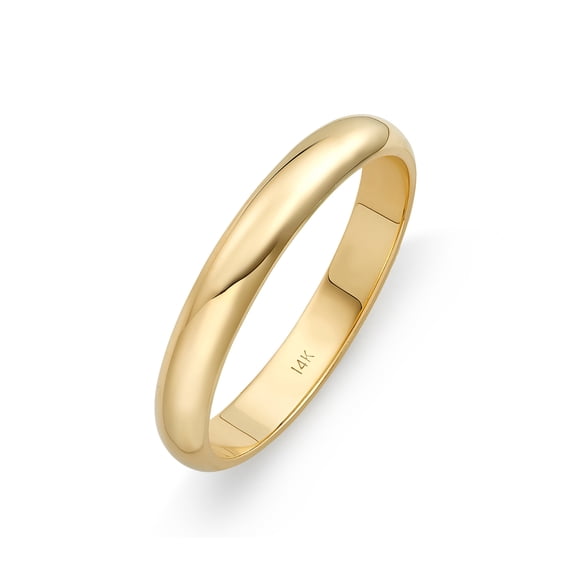 Womens 14K Yellow Gold 3mm Traditional Fit Plain Wedding Band Size 8