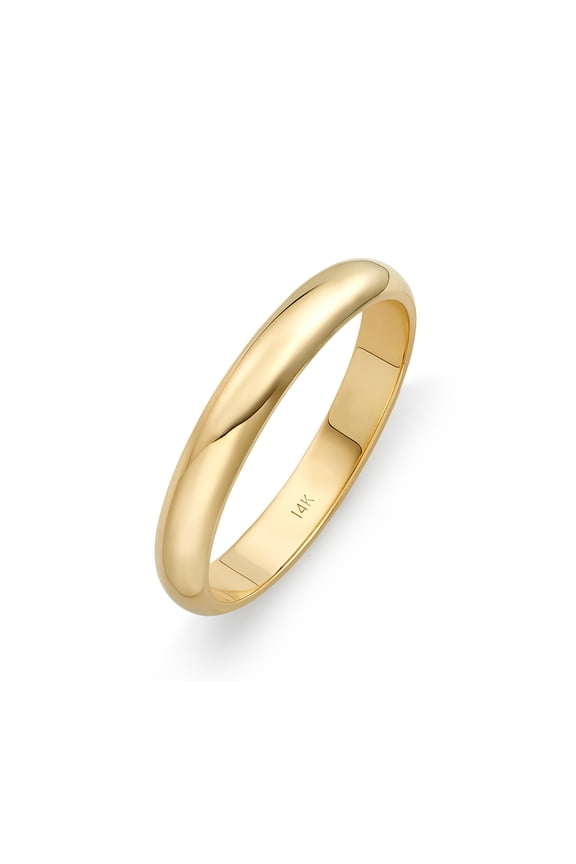 Womens 14K Yellow Gold 3mm Traditional Fit Plain Wedding Band Size 8