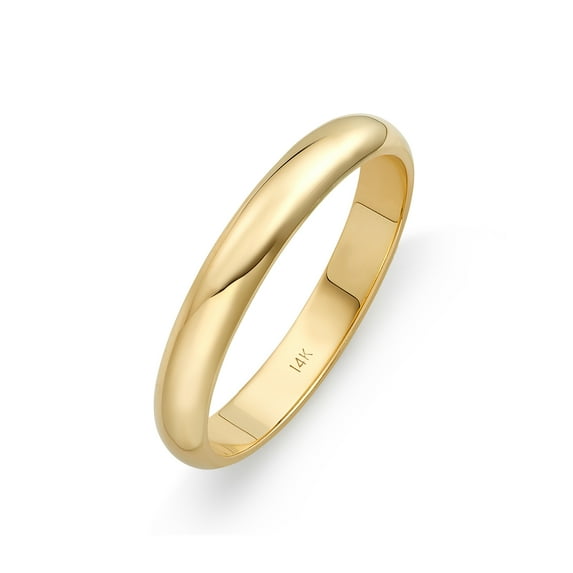 Womens 14K Yellow Gold 3mm Traditional Fit Plain Wedding Band Size 9.5