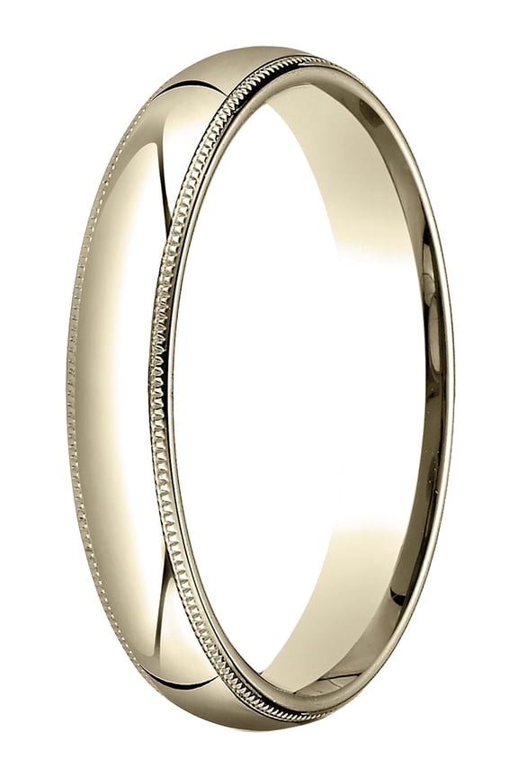 Womens 14K Yellow Gold, 4mm Slim Profile Comfort-Fit Wedding Band with Milgrain (sz 4.5)