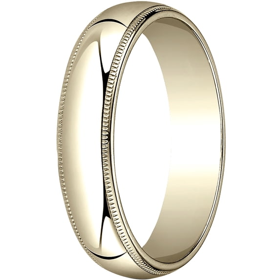 Womens 14K Yellow Gold, 5.0mm Traditional Dome Oval Wedding Band with Milgrain (sz 8.5)
