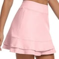 thumbnail image 1 of Womens 16" Skorts Tennis Golf Skirt with Pockets Ruffled Stretchy High Waisted Athletic Running Skirts, Pink L, 1 of 8