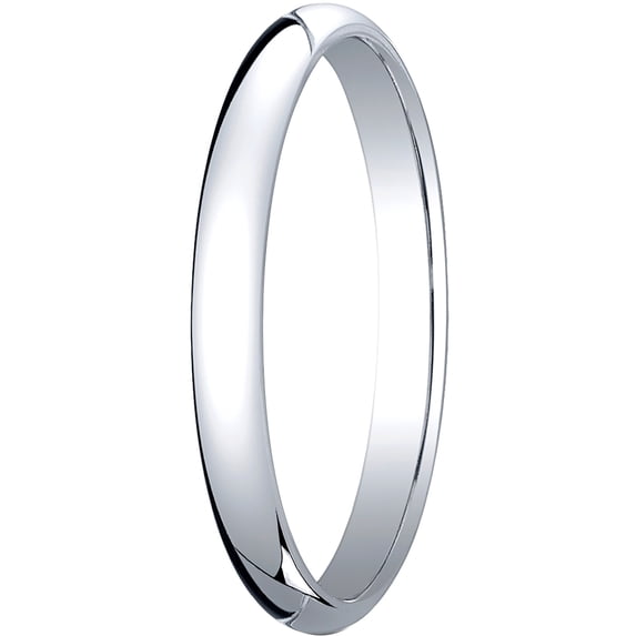 Womens 18K White Gold, 2.5mm Traditional Dome Oval Wedding Band (sz 10.5)