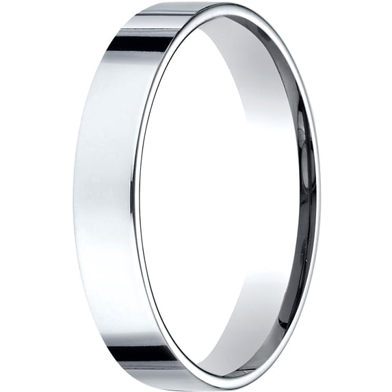 Womens 18K White Gold, 4.0mm Flat Comfort-Fit Wedding Band (sz 6.5)