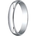 thumbnail image 1 of Womens 18K White Gold, 4.0mm Traditional Dome Oval Wedding Band with Milgrain (sz 5), 1 of 3
