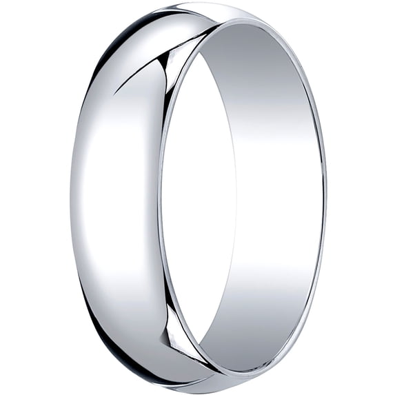 Womens 18K White Gold, 6.0mm Traditional Dome Oval Wedding Band (sz 8.5)