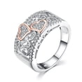 thumbnail image 1 of Womens 18k Rose Gold Plated Heart to Heart Ring with Gemstone Inlaid for Wedding Engagement Anniversaries Gift, 1 of 9