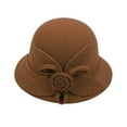 thumbnail image 1 of Womens 1920S Bucket Cloche Hat Winter Wool Crushable Bowler Hat Vintage Solid Cloche Round Hat with Flower Women Solid Color Winter Hat E M, 1 of 3