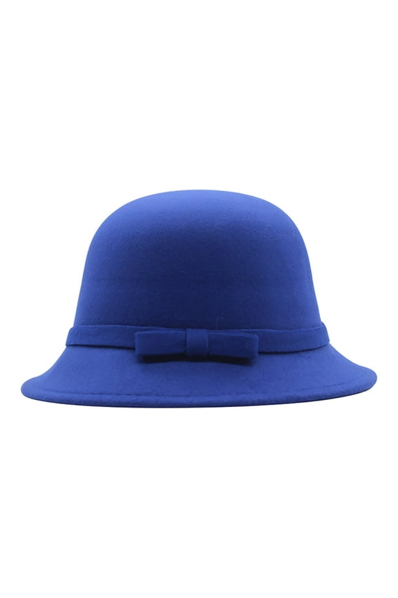 Womens 1920s Bucket Cloche Hat Winter Faux Wool Crushable Bowler Hat Vintage Cloche Round Hat