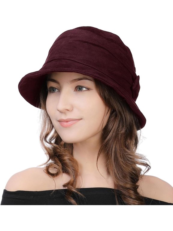 Womens 1920s Cloche Bucket Hat,Packable,Floppy,Winter,Party