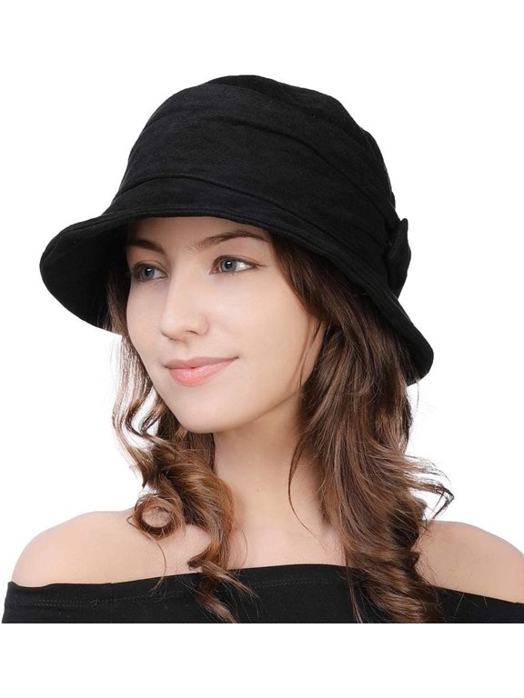 Womens 1920s Cloche Bucket Hat,Packable,Floppy,Winter,Party