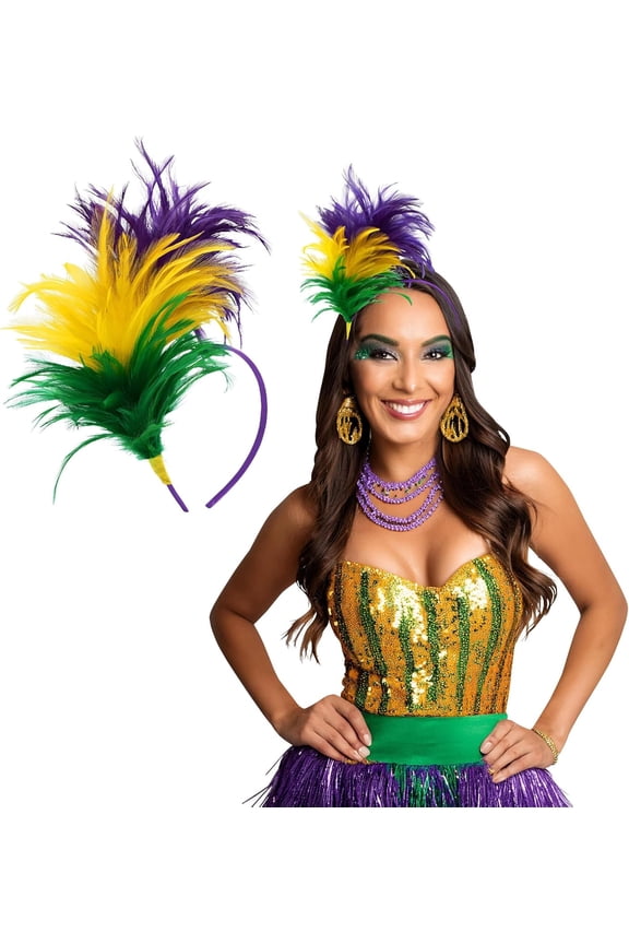 Womens 1920s Faux Colorful Feather Headband Flapper Headpiece Costume Accessory