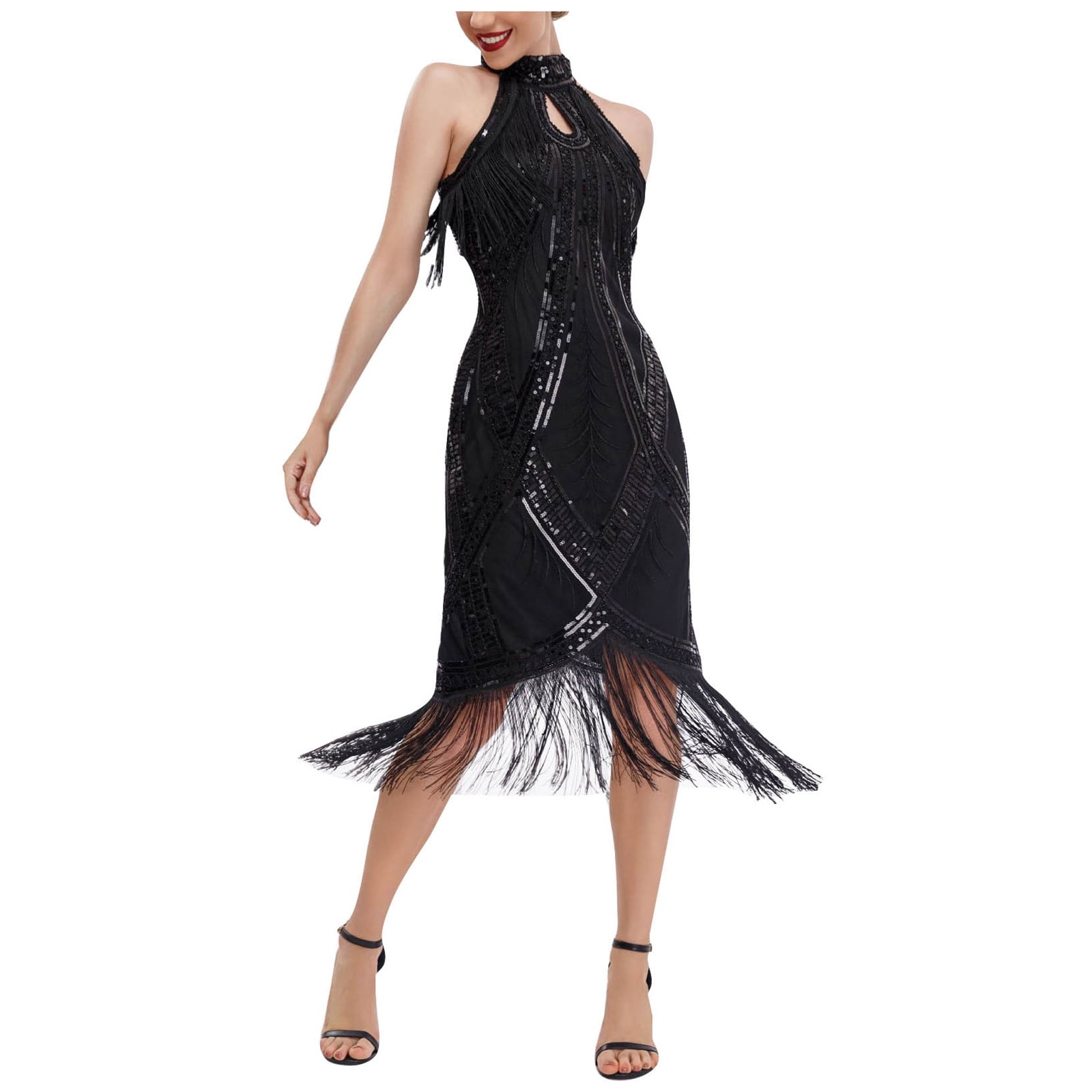 Womens 1920s Flapper Dress Ersonality Vintage Long Fringe Dress Roaring ...