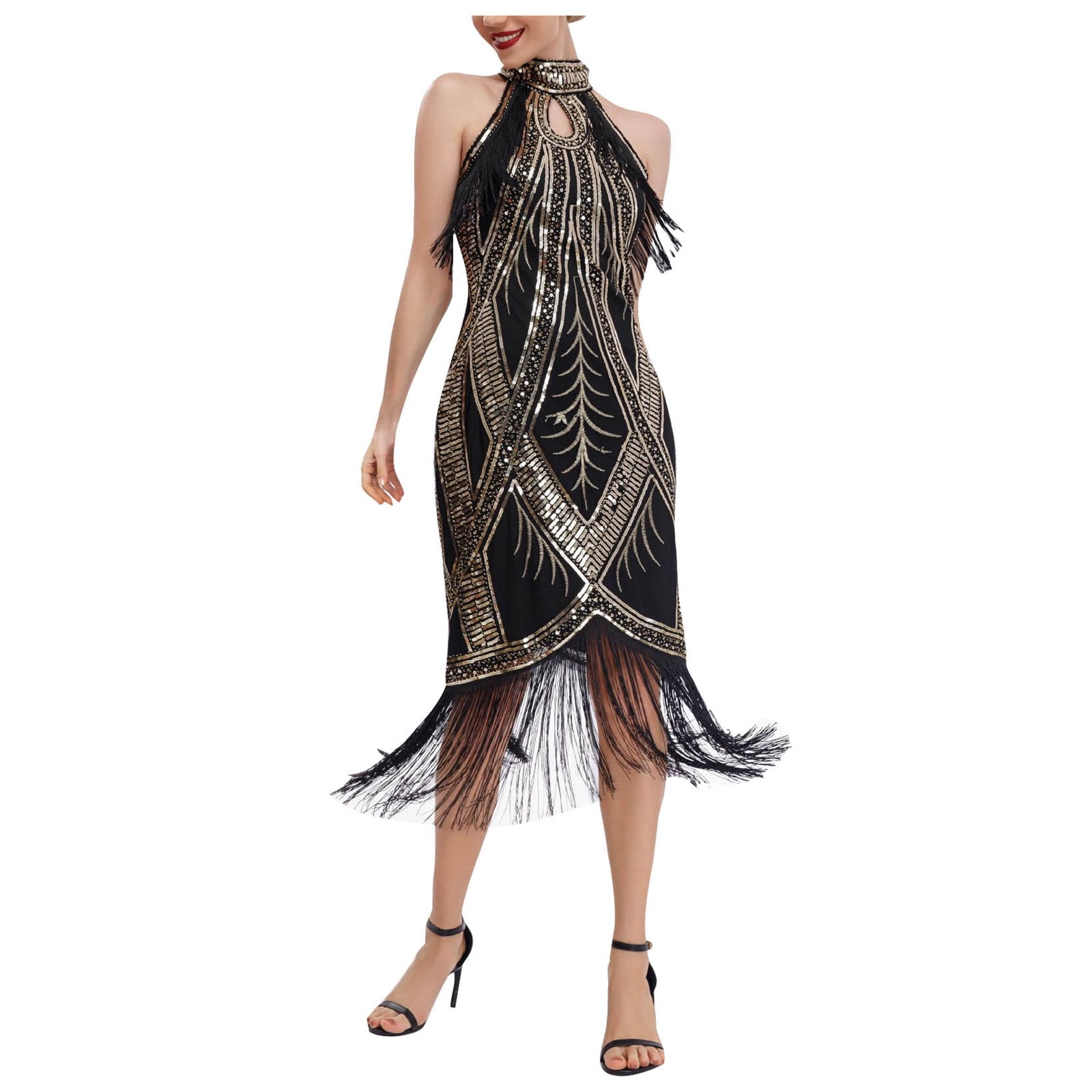 Roaring 20s 1920s Flapper Dress Dress Cocktail Dress The Great Gatsby Charleston Wedding Guest Sequins Tassel Fringe Women's New Year Masquerade