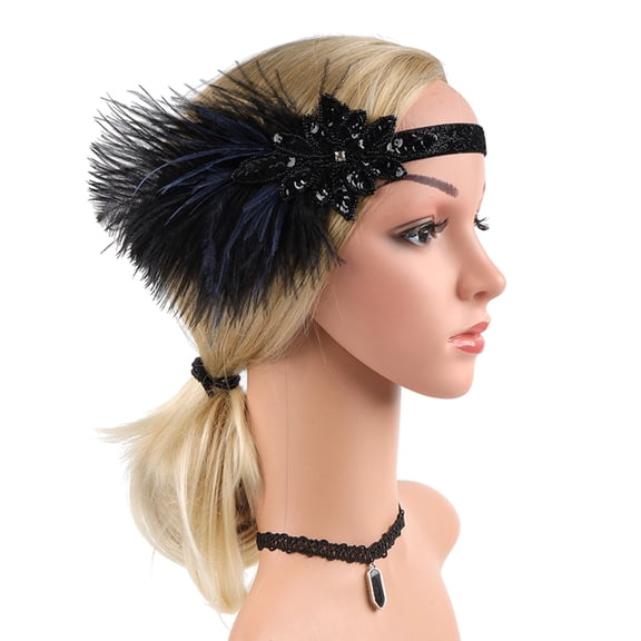 Womens 1920s Flapper Feather Headband Roaring 20s Gatsby Headpiece Headband Headpiece Party Headband Flapper Feather Headpiece