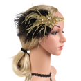 thumbnail image 1 of Womens 1920s Flapper Feather Headband Roaring 20s Gatsby Headpiece Headband Headpiece Party Headband Flapper Feather Headpiece, 1 of 6