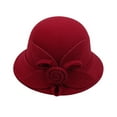 thumbnail image 1 of Womens 1920s Summer Sun Church Hats for Women Bucket Cloche Bowler Hat Vintage Cloche Round Hat with Flower Red M, 1 of 3