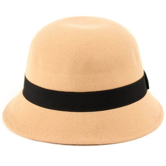 Womens 1920s Vintage Wool Felt Cloche Bucket Bowler Hat Winter