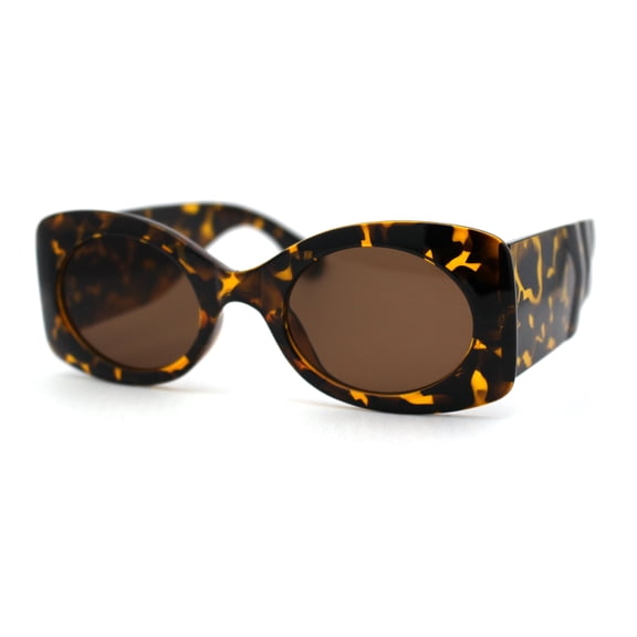Womens 1950s Rectangle Fashion Mod Sunglasses Tortoise Brown