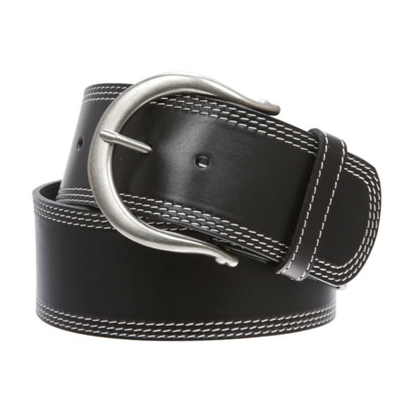 Womens 2 1/4" Wide Stitching Edged Plain High Waist Soft Cowhide Leather Belt