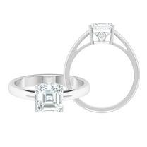 Rosec Jewels Womens 2.25 CT Asscher Cut Moissanite Solitaire Engagement Ring, Gift for Her, 925 Sterling Silver, US 4.00